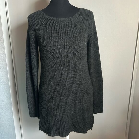 Merona Women’s Oversized Long Knit Deep Charcoal Gray Sweater - Picture 1 of 8